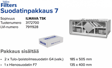 Alkuperäinen Vallox ILMAVA TSK suodatinpakkaus nro 7